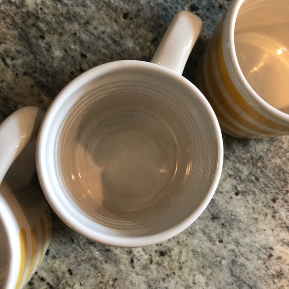 Pottery Barn yellow striped mugs, set of 4 - Picture 5 of 6